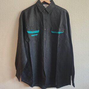 Vintage Division 10 Shirt Mens Medium Western Button Up Ramie Rayon 90s